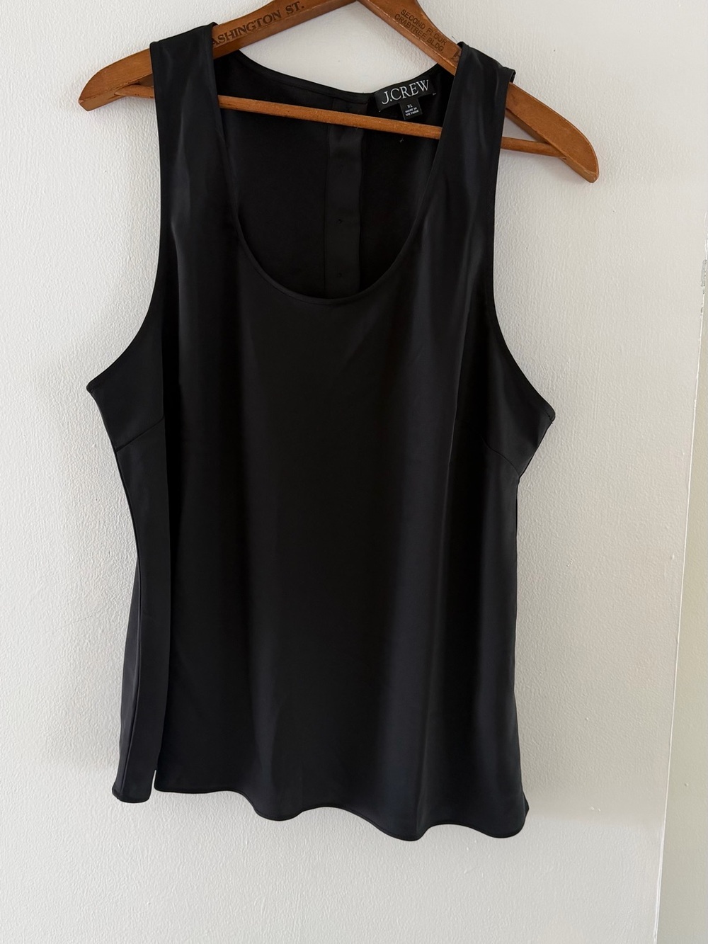 J. Crew Black Silk-Feel Scoop Neck Tank